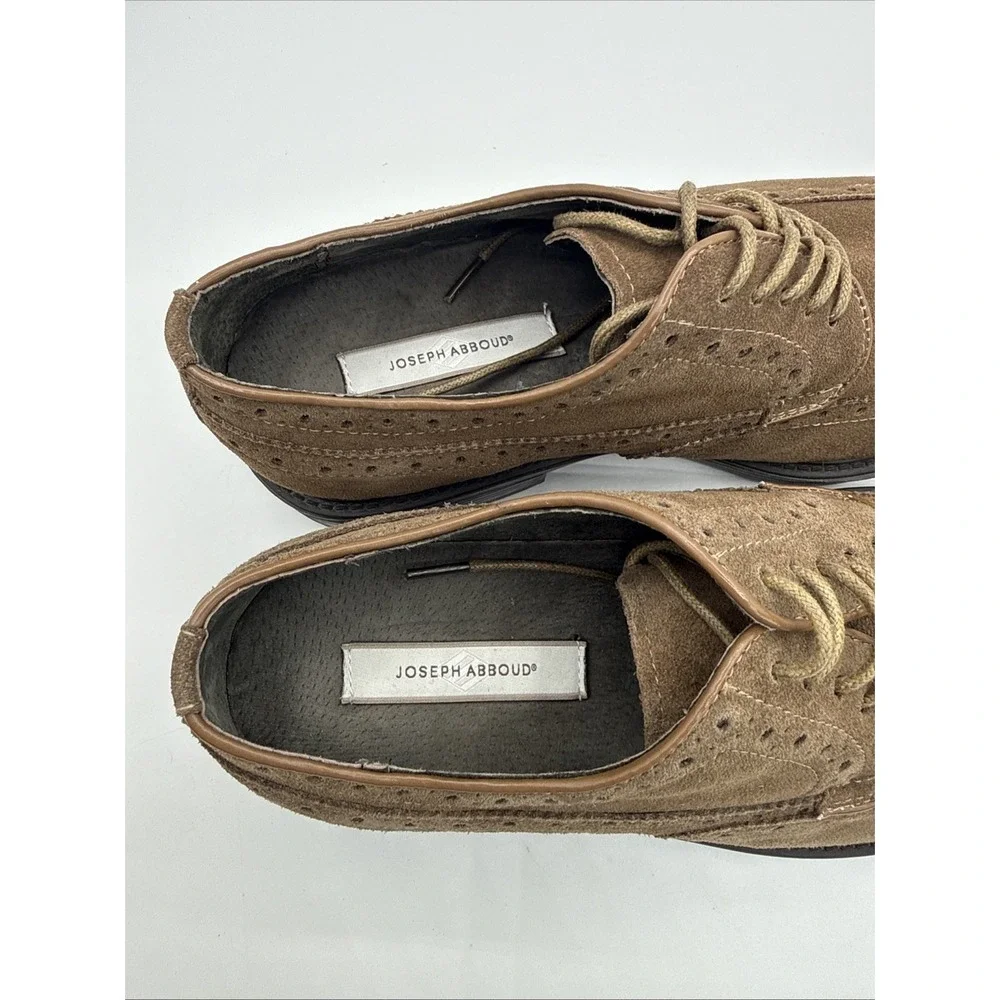 Joseph Abboud Frederick Shoes Men's Size 10D Beige Suede Wingtip Brogue Oxford